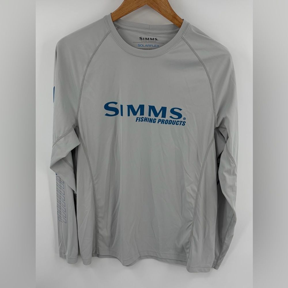 Simms solar flex long sleeve gray fast bass sterling shirt men’s M fishing